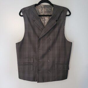 Y2K Mecca Charcoal Plaid Vest Made in Italy 42R-36N Hip Hop Streetwear